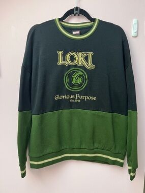 Marvel Loki Colorblock Crewneck Sweater - Black & Green